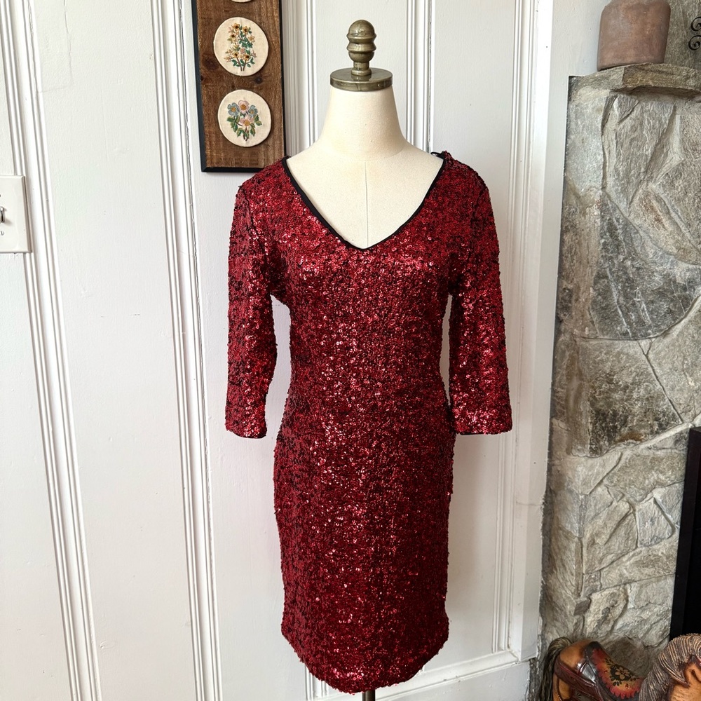 Metaphor Red Sequin Party Dress size Medium